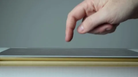 Tablet Hand Gestures with Side Profile Stock Footage 71776049