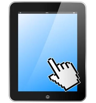 Tablet with hand 스톡 일러스트
