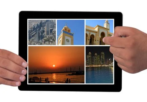 Tablet in hand mockup Foto stock