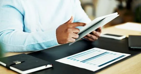 Tablet, hands and man in home for finance review, budget planning and onlin.. Stock Photos