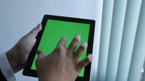 Tablet Hands Green Screen Stock Footage 36275439