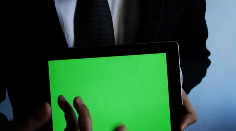 Tablet Hands Green Screen Stock Footage 36278409
