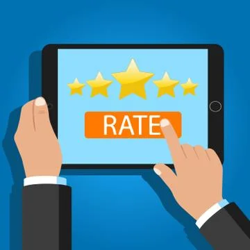 Tablet in hands with rating. Vector illustration. Stock Illustration
