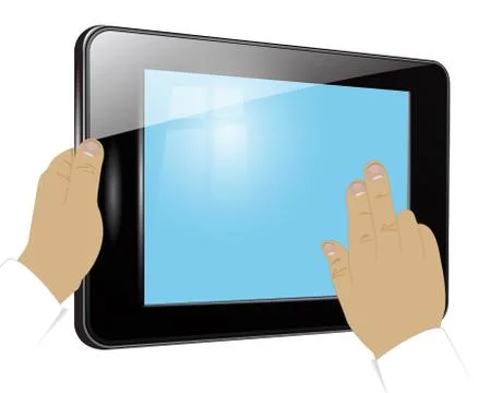 Tablet in hands. Vector Stock Illustration