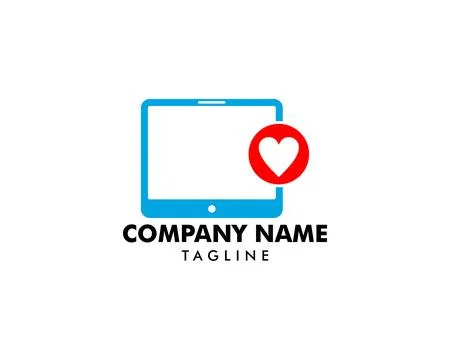 Tablet with Heart Logo Template Design Stock Illustration