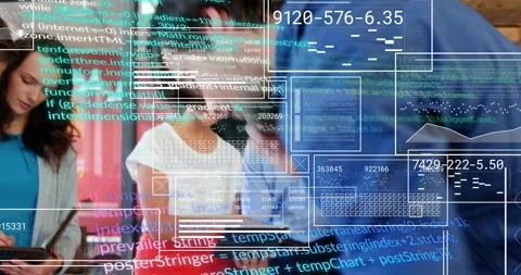 Tablet holder swiping screen, design team gathering table reviewing mockups, Stock Footage 321735558