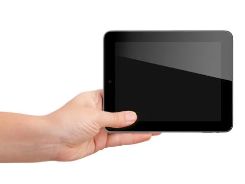 Tablet holding by hand Stock Photos