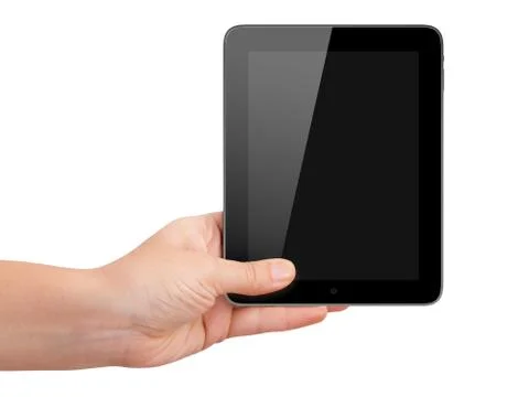 Tablet holding by hand Stock Photos