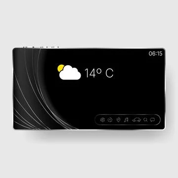Tablet home screen interface with weather widget minimalist design 스톡 일러스트