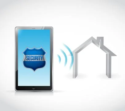 Tablet home security software illustration design Illustrazione stock