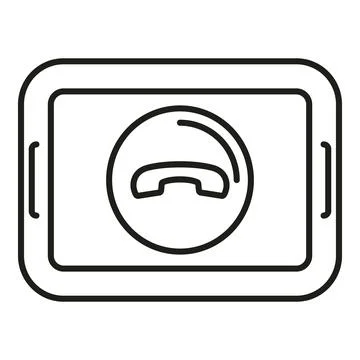 Tablet with hung up phone call line art Stock Illustration