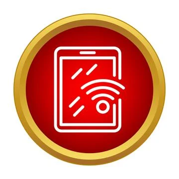 Tablet icon displaying actively connected wifi signal 스톡 일러스트