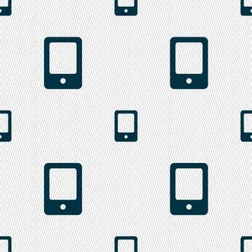 Tablet icon sign. Seamless pattern with geometric texture. Vector イラスト素材