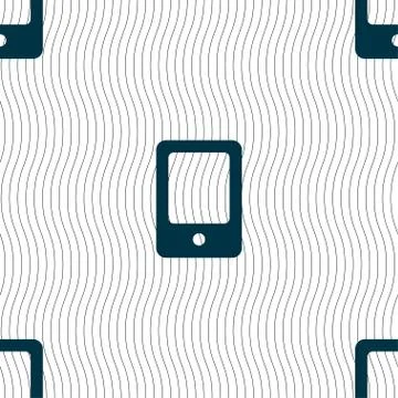 Tablet icon sign. Seamless pattern with geometric texture. Vector Stock Illustration