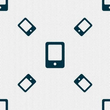 Tablet icon sign. Seamless pattern with geometric texture. Vector Stock Illustration