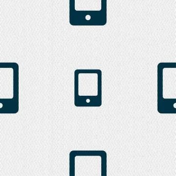Tablet icon sign. Seamless pattern with geometric texture. Illustrazione stock