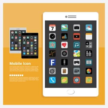 Tablet Icon with Tablet Vector Illustration Stock Illustration