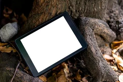 Tablet image, black machine, white screen Stock Photos