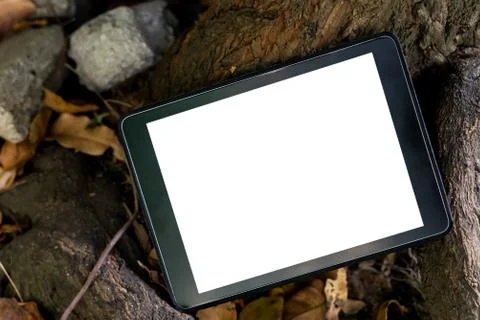 Tablet image, black machine, white screen Stock Photos