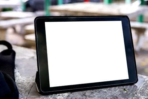 Tablet image, black machine, white screen Stock Photos