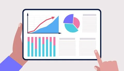 Tablet with infographic Stock Illustration