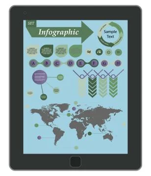 Tablet with infographics elements Stock Illustration