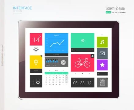 Tablet with interface template Stock Illustration