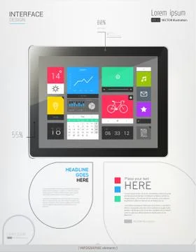 Tablet with interface template Stock Illustration