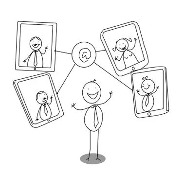 Tablet internet cartoon Stock Illustration
