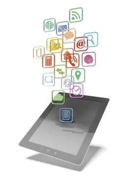 Tablet with internet icons Иллюстрация