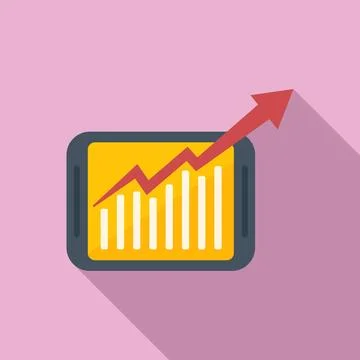 Tablet invest graph icon flat vector. Business money Stockillustratie