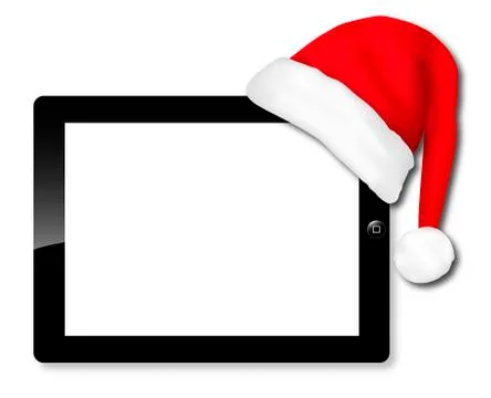 Tablet IPAD santa hat Stock Illustration