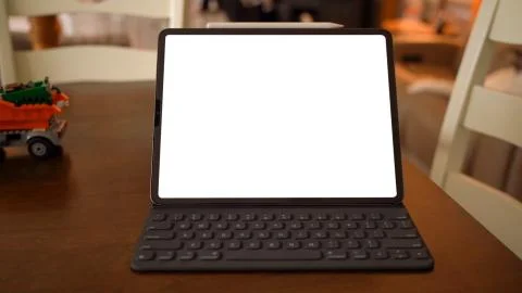 Tablet with keyboard blank screen template blank screen Stock Photos
