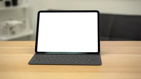Tablet with keyboard blank screen template blank screen Stock Photos