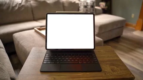 Tablet with keyboard blank screen template blank screen Stock Photos