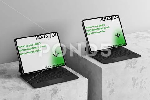 Tablet Keyboard Screen Mockup Modello PSD