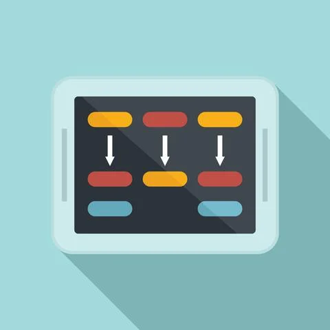 Tablet kid programming icon flat vector. Children computer robot 스톡 일러스트