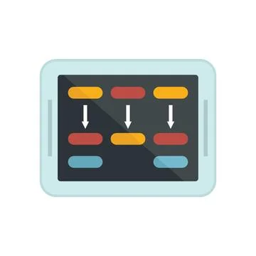 Tablet kid programming icon flat vector. Children computer robot イラスト素材