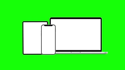 Tablet laptop and smartphone screen mockup on green screen for multi device Stock Footage 314434475