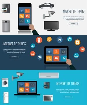 Tablet, Laptop, Smartphone with Internet of things  icons Stock Illustration