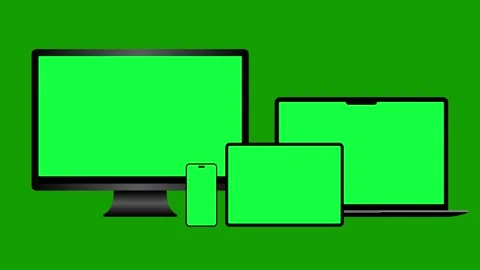 Tablet, LED TV, Laptop, and Mobile Device Mockup with Green Screen Stock Footage 308806548