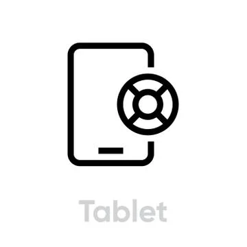 Tablet lifebuoy help icon. Editable line vector. Stock Illustration