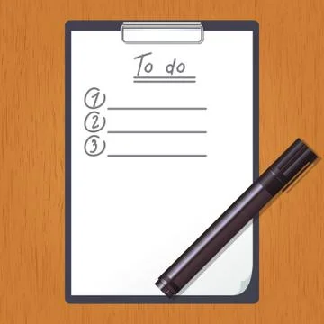 Tablet with List of doing and the marker Illustrazione stock