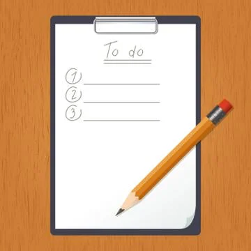 Tablet with List of doing and the pencil Stock Illustration