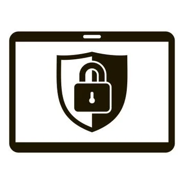 Tablet lock security icon, simple style Illustrazione stock
