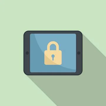 Tablet locking icon flat vector. Secure lock Stock Illustration