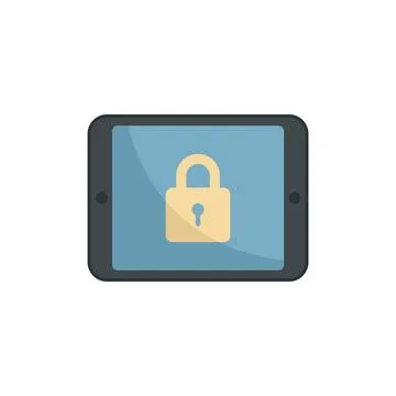 Tablet locking icon flat vector. Secure lock Stock Illustration