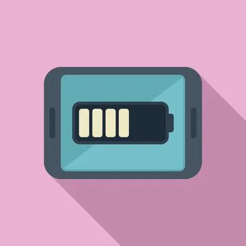 Tablet low battery icon flat vector. Mobile broken Illustrazione stock