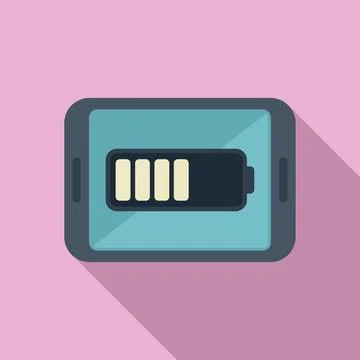 Tablet low battery icon flat . Mobile broken Stock Illustration
