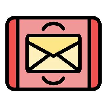 Tablet mail request icon color outline vector Stock Illustration